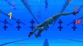 Flexibility test underwater! For 10 counts I brought my leg behind my head | Kristina Makushenko