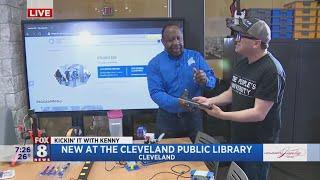 Kenny meets a robot & makes a robot in Cleveland Public Library's Studio 525