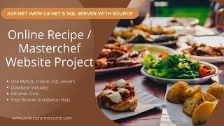 Online Recipe / Masterchef Website Project in ASP.Net | recipe project