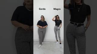 Look plus size com calça estampada pied de poule #plussize