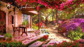 Tea Time in Spring Garden ASMR Ambience  Relaxing Nature Sounds, Fountain Sounds, Gardening Sounds