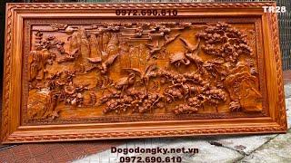 TRANH GỖ CHẠM KHẮC ĐẸP - Tranh Cửu Hạc Du Xuân | Mỹ Nghệ Phú Hải
