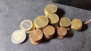 Euro coins from change in Australia