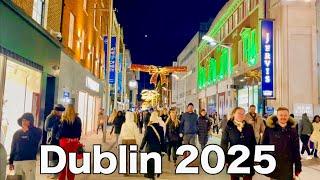 Dublin City centre Night Walk 2025| Walking through the streets of Dublin Ireland | UHD 60FPS