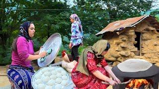IRAN Nomadic Recipes: Cooking Lamb Stew & Baking Lavash Bread on Sadj , Taking Care of Animals