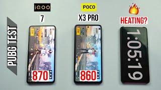 iQOO 7 vs Poco X3 Pro Pubg test (SD860 vs 870), Heating and Battery Test | Shocking Results 