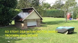 Gardena Sileno +: Garage für Rasenroboter (Mähroboter) mit CAD-Maßangaben / Automower mit Rolltor