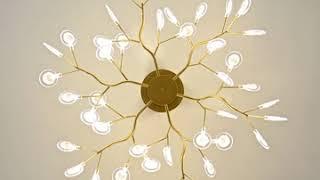 Interior decoration light modern  linear chandelier light sputnik ceiling light with fan