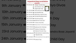 || Important Days and Dates ||               || JANUARY||   | Important | ##learning lane #lyrics