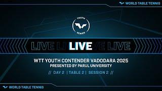 LIVE! | T2 | Day 2 | WTT Youth Contender Vadodara 2025 | Session 2