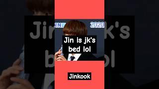 Jin being jk's bed lol #jinkook #kookjin