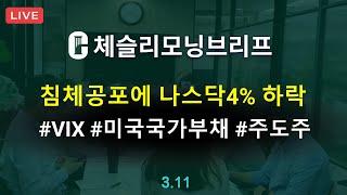 [체슬리모닝브리프] 침체공포 나스닥 4% 하락. 극단적 공포 영역. 미국국가부채. 샤오미 실적. 주도주 모니터링 [25/03/11]