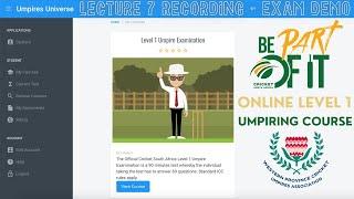 Cricket South Africa Level 1 Umpiring Course  Lecture 7