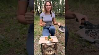 Survival tip: Grill meat with a shovel  #survival #camping #outdoors #bushcraft #girl