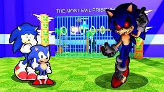 SONIC AND BABY SONIC VS SONIC.EXE PRISON RUN IN ROBLOX