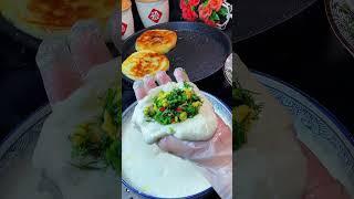 一斤面9两水，不揉面不擀面，这样做出的馅饼，外焦里软，凉了也不硬 #发面馅饼教程 #美食 #面食分享
