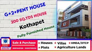 200 Sq.yds House For Sale in Hyderabad || G+2+Pent House || Fully Cupboards || Padmasree Properties