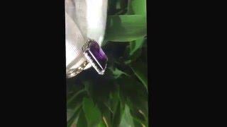 14k yellow gold natural Dark Amethyst & Diamond Cocktail ring 13.39 carats