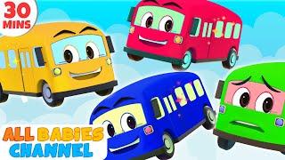 Five Little Buses Jumping On The Road | 3D Nursery Rhymes For Kids | All Babies Channel