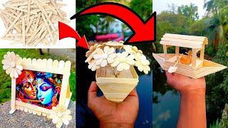 Diy Ice cream stick craft for home decoration | Popsicle stick craft | photo frame & flowers craft