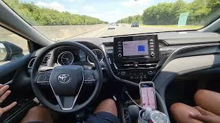 Toyota Camry Drives Itself with Safety Sense - Adaptive Cruise Lane Tracing Centering Distance Alert