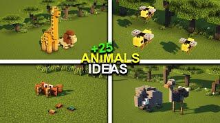 MINECRAFT 25 Animals Build Hacks + (VOICE REVEAL)