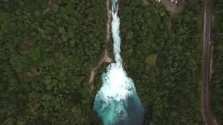 Huka falls ,New Zealand  .Drone footage .