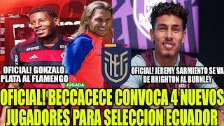 BECCACECE CONVOCA 4 NUEVOS JUGADORES PARA SELECCION ECUADOR! PLATA A FLAMENGO Y SARMIENTO AL BURNLEY