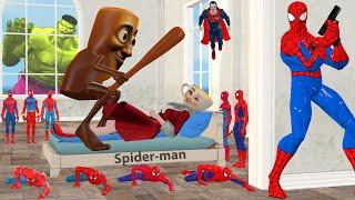Siêu nhânSpider Man love triangle to Superman rescues Hulk vs Tung tung tung sahur vs Squid game 3