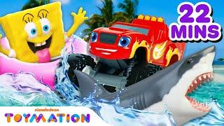 Blaze & SpongeBob Rescue Toys From Sharks! | 20 Min Compilation | Toymation