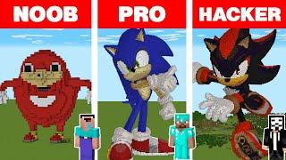 Minecraft NOOB vs PRO vs HACKER: SONIC THE HEDGEHOG STATUE HOUSE BUILD CHALLENGE / Animation