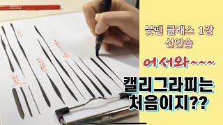 [붓펜캘리그라피] 선연습 왕초보 기초 선긋기와 붓펜사용법 ,클래스톡 1강