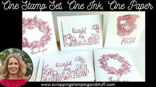 Learn To Make Handmade Cards #3 - Three Simple Cards With One Stamp Set, One Ink, and One Paper