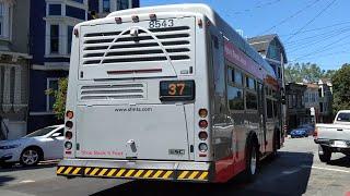 SF Muni 2022 ENC E-Z Rider II BRT HEV 30' #8543 on Route 37 Corbett