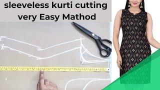 बिना आस्तीन की  कुर्ती काटने का बहुत ही आसान तरीका | sleeveless kurti cutting in hindi