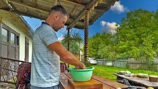 Life in the UA village in all its gloryA rainy dayGrilling carp and vegetables