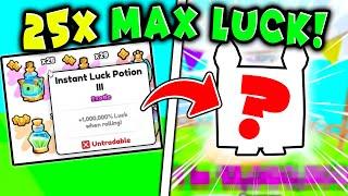 I GOT NEW PETS WITH 25 MAX LUCK POTIONS In Pets Go!