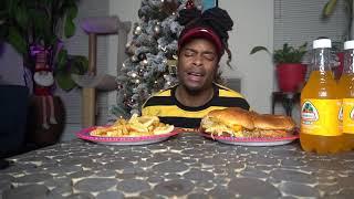 MUKBANG | VEGAN "SHRIMP, BACON & CHEESE" BURGER #MUKBANG #FOOD