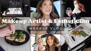 MAKEUP ARTIST & ESTHI VLOG: 7 person wedding, kit prep, facials + new hair