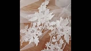 SX184 White Embroidered Bridal Lace Applique Material #lacefashion  #bridallace #bridalfabric