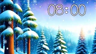 8 Minute Winter Countdown Timer With Animated Snow and Music ️