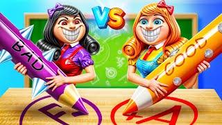 Giáo viên Tốt vs Giáo viên Tệ! Miss Delight Tốt vs Miss Delight Tệ ở Trường!