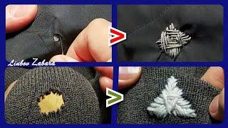 1.Зашить дырку красиво. Фигурная штопка-подробно, пошагово. Sew a hole. Figured darning - in detail.