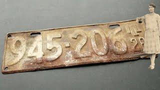 Rusty 1928 Illinois License Plate - Restoration | Plate Flip