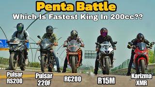 Karizma XMR vs Yamaha R15M vs Pulsar RS200 vs Pulsar 220F vs Ktm RC200 | Penta battle 