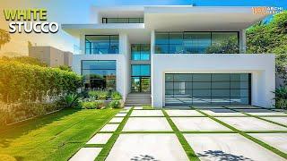 Modern Minimalist House Design with Clean White Stucco Both on Exterior and Interior