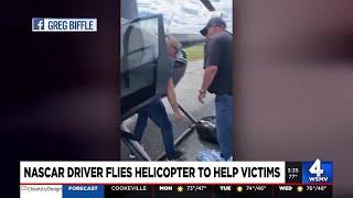 NASCAR driver takes helicopter to provide support to flooding victims