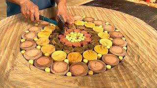 Unique Wooden Interior Design // Defective Tree Stump Is Transformed Into A Very Eye Catching Table