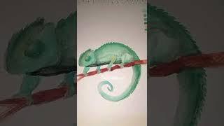 Water color painting of chameleon | Talented me | #art #shorts #artshorts