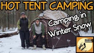 HOT TENT WINTER CAMPING: Winter Camping in Snow: Hot Tenting in a Luxe Hot Tent Hot Tent Wood Stove